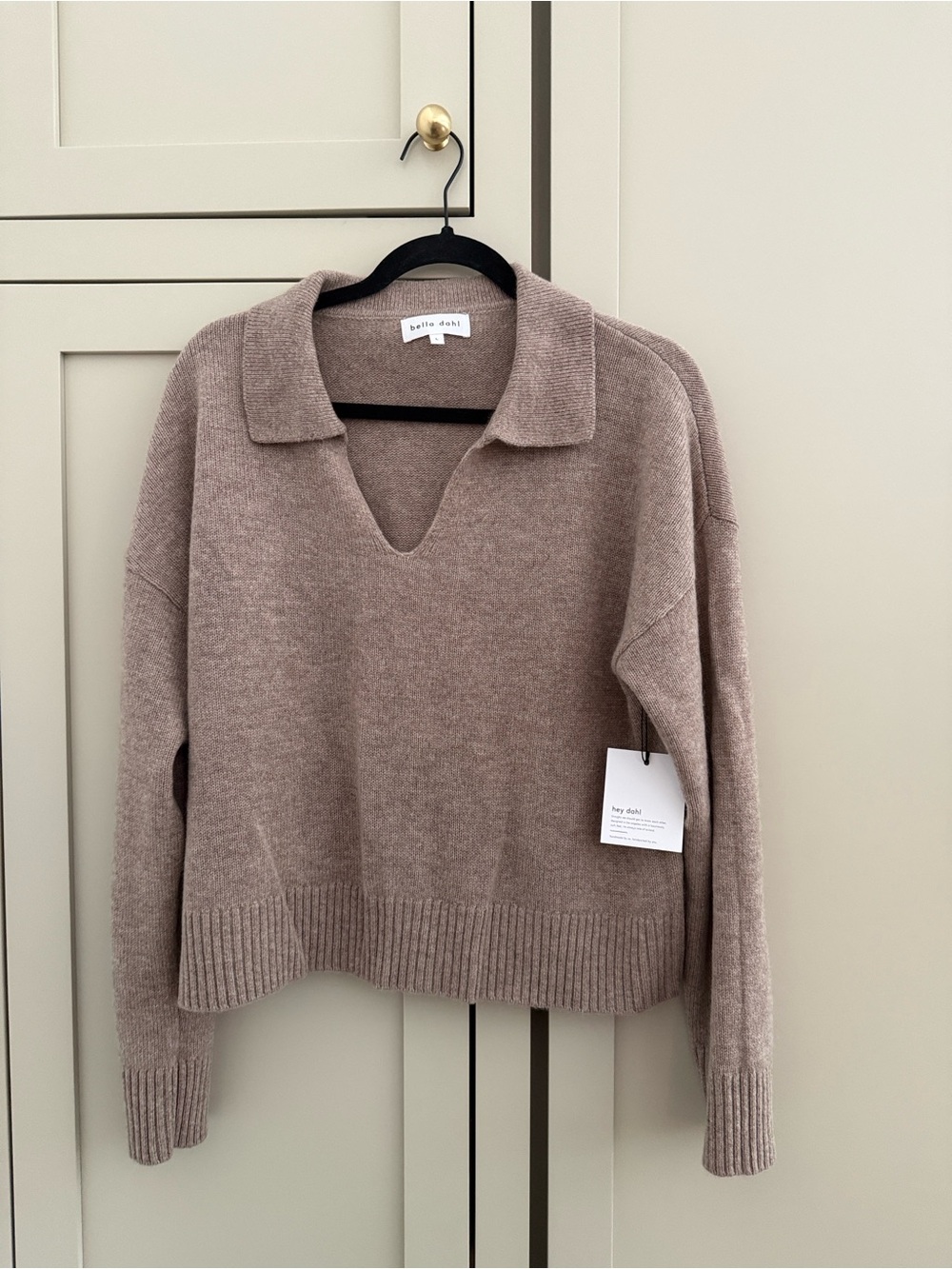 Bella Dahl Mauve-Taupe V-Neck Collared Pullover